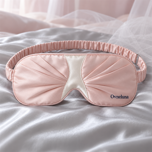 Ovneluna Aurora Fold Sleep Mask worn during a calm night routine