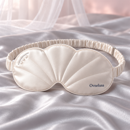 Ovneluna Pearl Shell Sleep Mask worn during a calm night routine